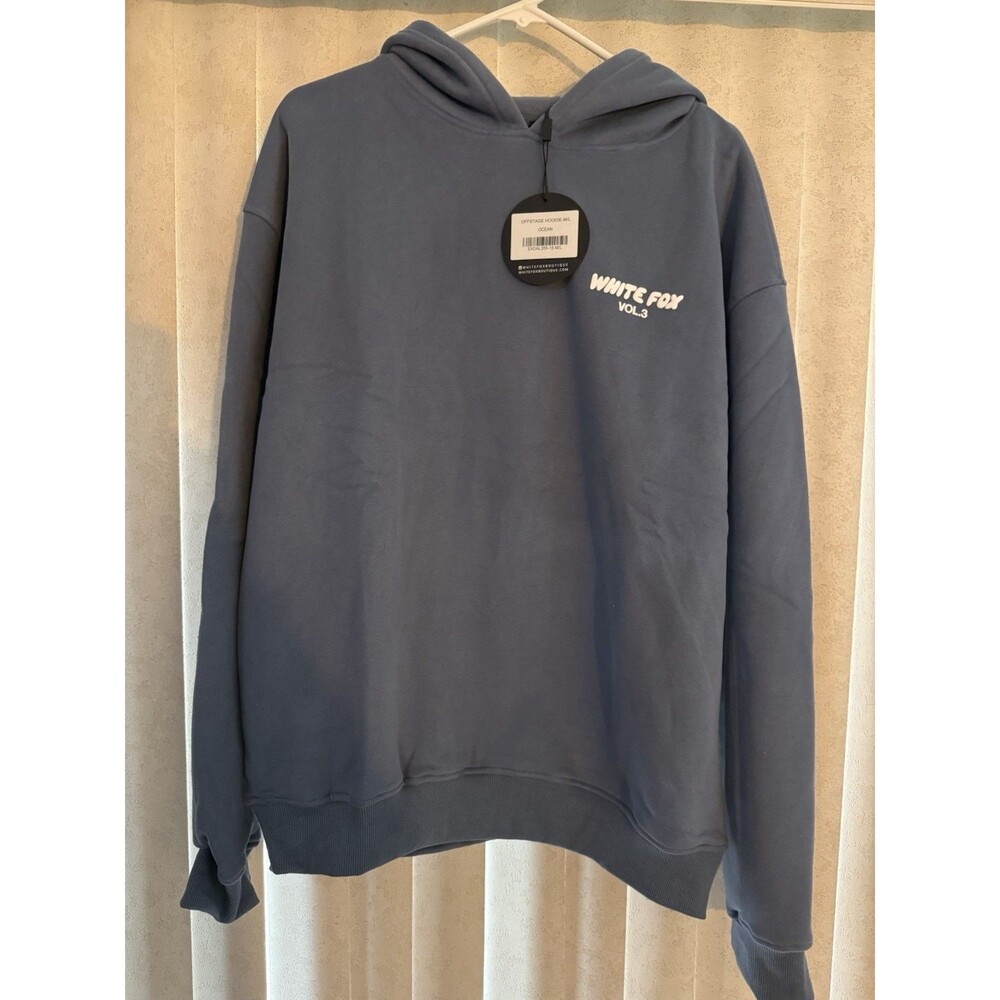 White Fox Vol.3 Ocean Blue Pullover Hoodie Oversized Fleece Logo M/L NWT
